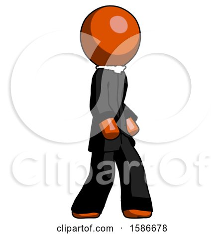 Orange Clergy Man Walking Turned Right Front View by Leo Blanchette