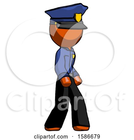 Orange Police Man Walking Turned Right Front View by Leo Blanchette