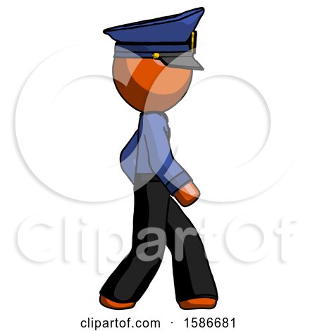 Orange Police Man Walking Right Side View by Leo Blanchette