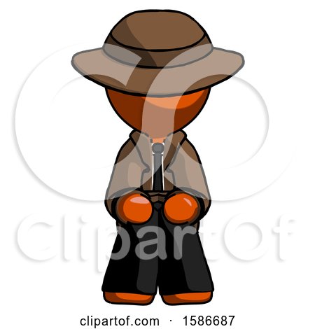 Orange Detective Man Squatting Facing Front by Leo Blanchette