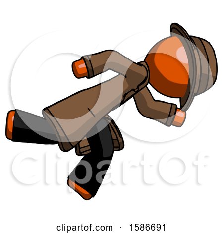 Orange Detective Man Running While Falling down by Leo Blanchette