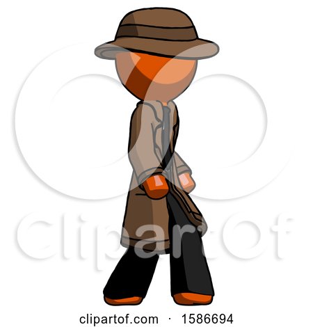 Orange Detective Man Walking Turned Right Front View by Leo Blanchette