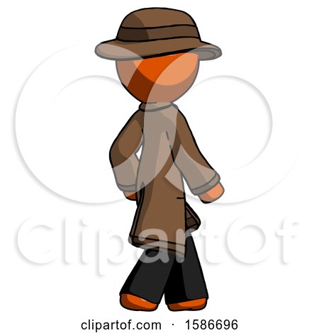 Orange Detective Man Walking Away Direction Right View by Leo Blanchette