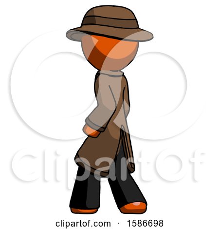 Orange Detective Man Walking Away Direction Left View by Leo Blanchette