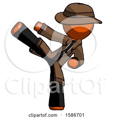 Orange Detective Man Ninja Kick Left by Leo Blanchette