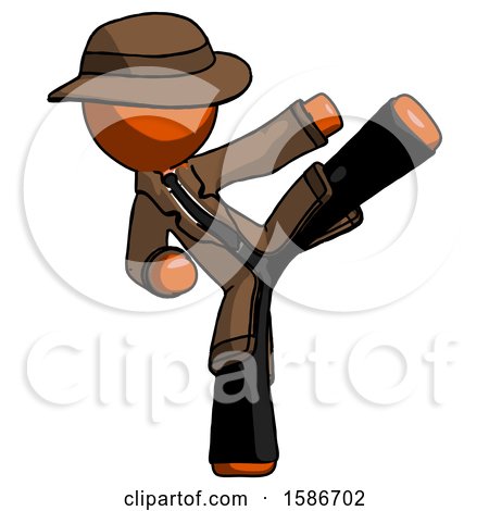 Orange Detective Man Ninja Kick Right by Leo Blanchette