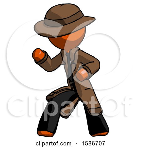 Orange Detective Man Martial Arts Defense Pose Left by Leo Blanchette