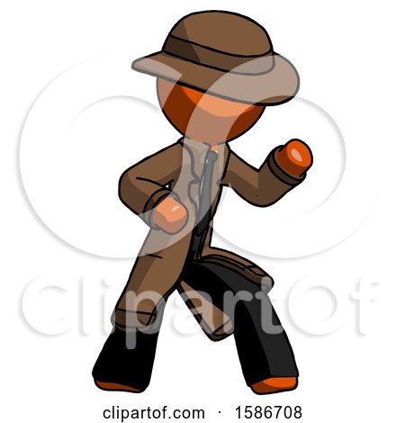 Orange Detective Man Martial Arts Defense Pose Right by Leo Blanchette
