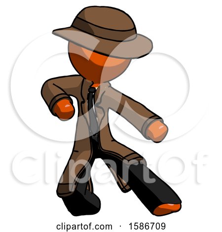 Orange Detective Man Karate Defense Pose Right by Leo Blanchette