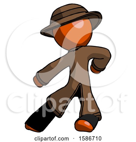 Orange Detective Man Karate Defense Pose Left by Leo Blanchette