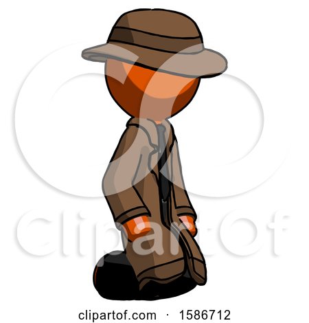 Orange Detective Man Kneeling Angle View Right by Leo Blanchette