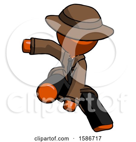 Orange Detective Man Action Hero Jump Pose by Leo Blanchette