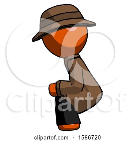 Orange Detective Man Squatting Facing Left by Leo Blanchette