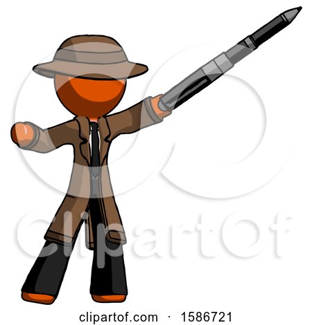 Orange Detective Man Demonstrating That Indeed the Pen Is Mightier by Leo Blanchette
