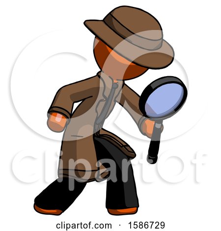 Orange Detective Man Inspecting with Large Magnifying Glass Right by Leo Blanchette