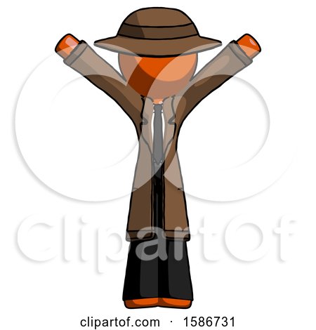 Orange Detective Man with Arms out Joyfully by Leo Blanchette