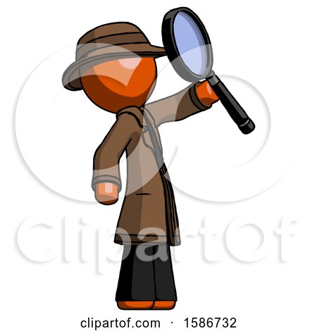 Orange Detective Man Inspecting with Large Magnifying Glass Facing up by Leo Blanchette