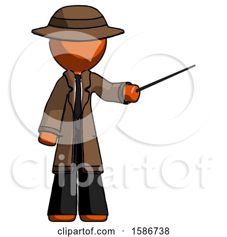 Orange Detective Man Teacher or Conductor with Stick or Baton Directing by Leo Blanchette