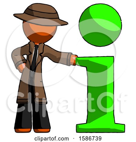 Orange Detective Man with Info Symbol Leaning up Against It by Leo Blanchette