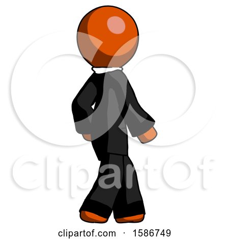 Orange Clergy Man Walking Away Direction Right View by Leo Blanchette