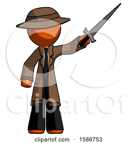 Orange Detective Man Holding Sword in the Air Victoriously by Leo Blanchette