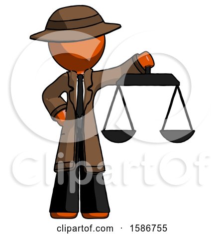Orange Detective Man Holding Scales of Justice by Leo Blanchette
