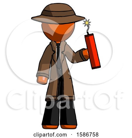 Orange Detective Man Holding Dynamite with Fuse Lit by Leo Blanchette