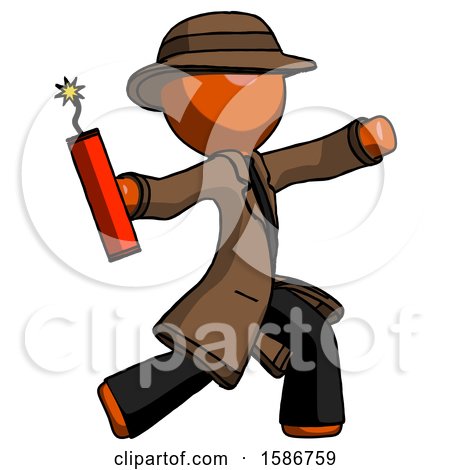 Orange Detective Man Throwing Dynamite by Leo Blanchette