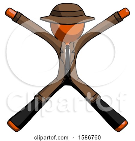 Orange Detective Man with Arms and Legs Stretched out by Leo Blanchette