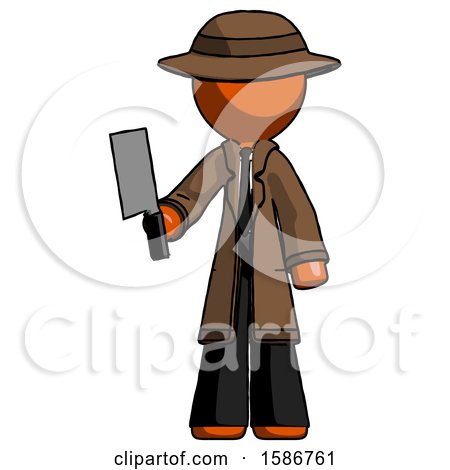 Orange Detective Man Holding Meat Cleaver by Leo Blanchette