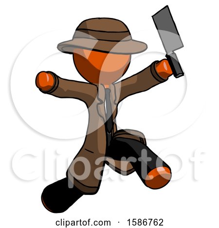 Orange Detective Man Psycho Running with Meat Cleaver by Leo Blanchette