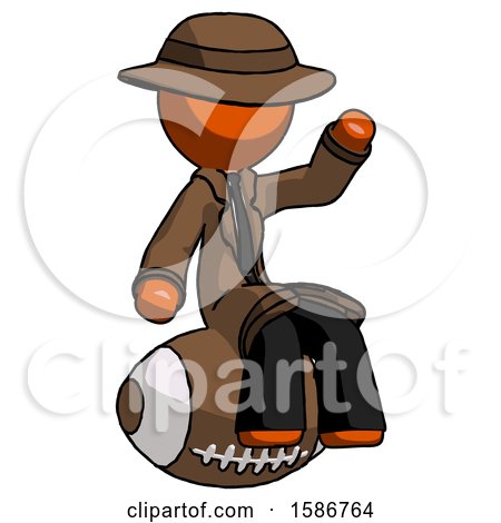 Orange Detective Man Sitting on Giant Football by Leo Blanchette