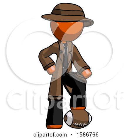 Orange Detective Man Standing with Foot on Football by Leo Blanchette