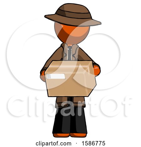 Orange Detective Man Holding Box Sent or Arriving in Mail by Leo Blanchette