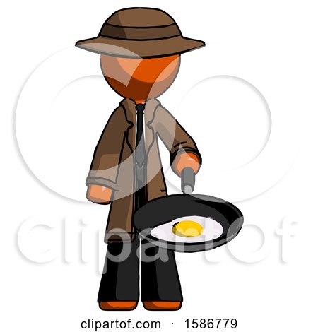 Orange Detective Man Frying Egg in Pan or Wok by Leo Blanchette