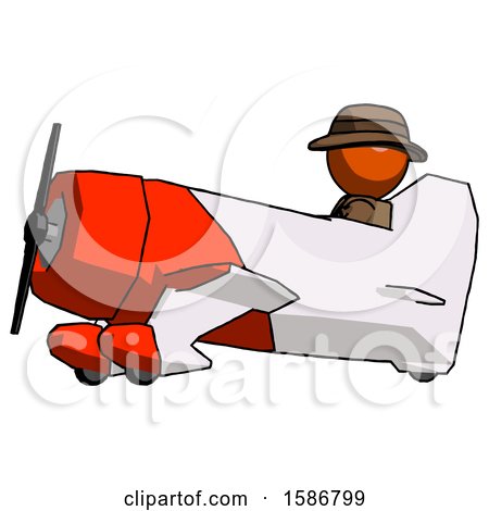 Orange Detective Man in Geebee Stunt Aircraft Side View by Leo Blanchette