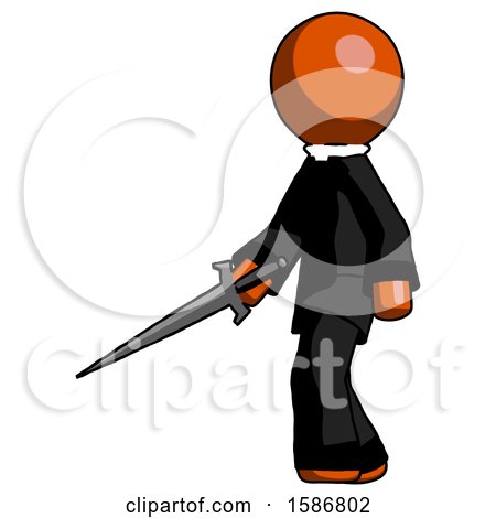 Orange Clergy Man with Sword Walking Confidently by Leo Blanchette