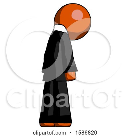 Orange Clergy Man Depressed with Head Down, Back to Viewer, Right by Leo Blanchette