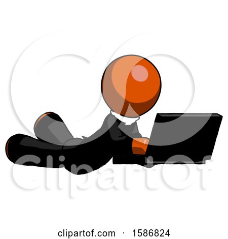 Orange Clergy Man Using Laptop Computer While Lying on Floor Side Angled View by Leo Blanchette