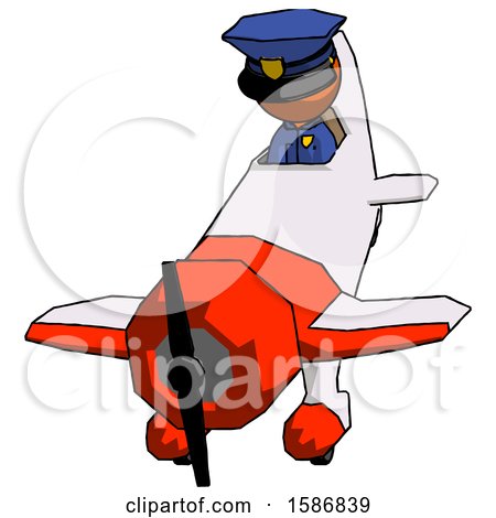 Orange Police Man in Geebee Stunt Plane Descending Front Angle View by Leo Blanchette