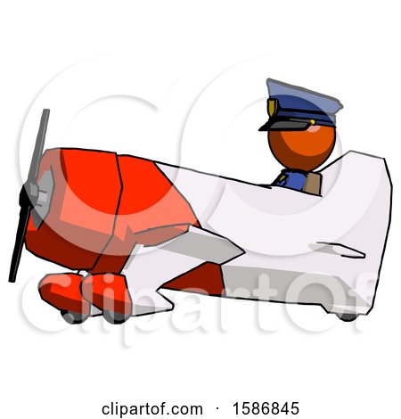 Orange Police Man in Geebee Stunt Aircraft Side View by Leo Blanchette