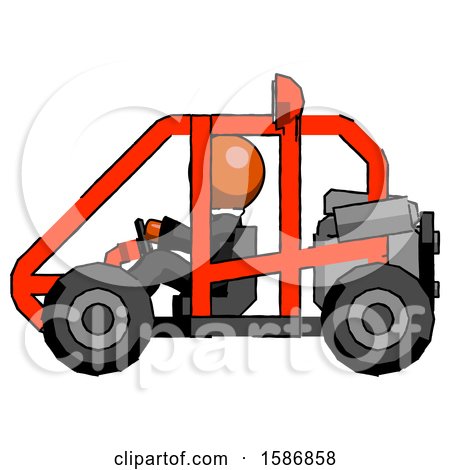 Orange Clergy Man Riding Sports Buggy Side View by Leo Blanchette