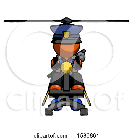 Orange Police Man Flying in Gyrocopter Front View by Leo Blanchette