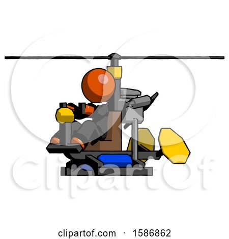 Orange Clergy Man Flying in Gyrocopter Front Side Angle View by Leo Blanchette
