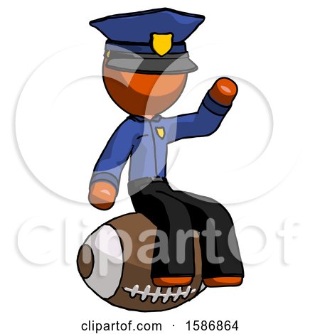 Orange Police Man Sitting on Giant Football by Leo Blanchette