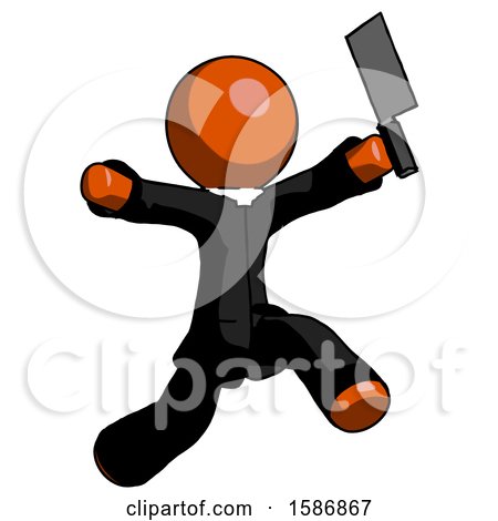 Orange Clergy Man Psycho Running with Meat Cleaver by Leo Blanchette