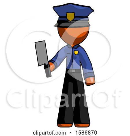 Orange Police Man Holding Meat Cleaver by Leo Blanchette