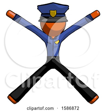 Orange Police Man with Arms and Legs Stretched out by Leo Blanchette