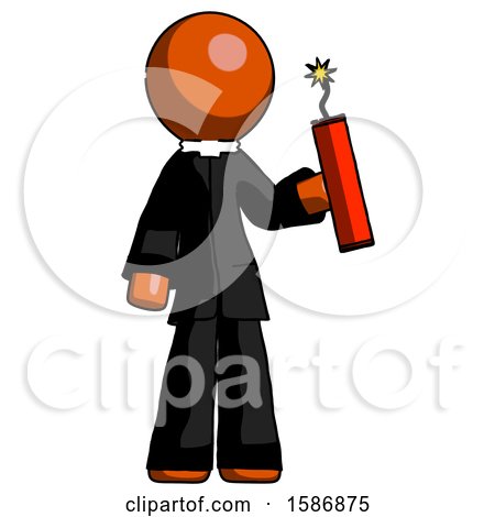 Orange Clergy Man Holding Dynamite with Fuse Lit by Leo Blanchette