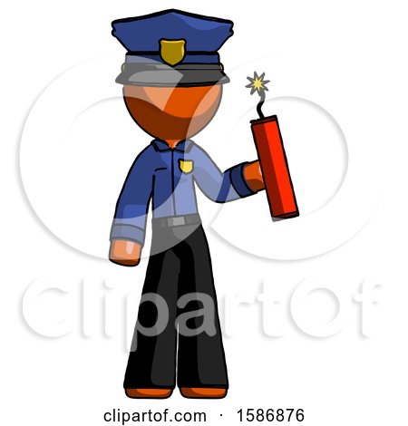 Orange Police Man Holding Dynamite with Fuse Lit by Leo Blanchette